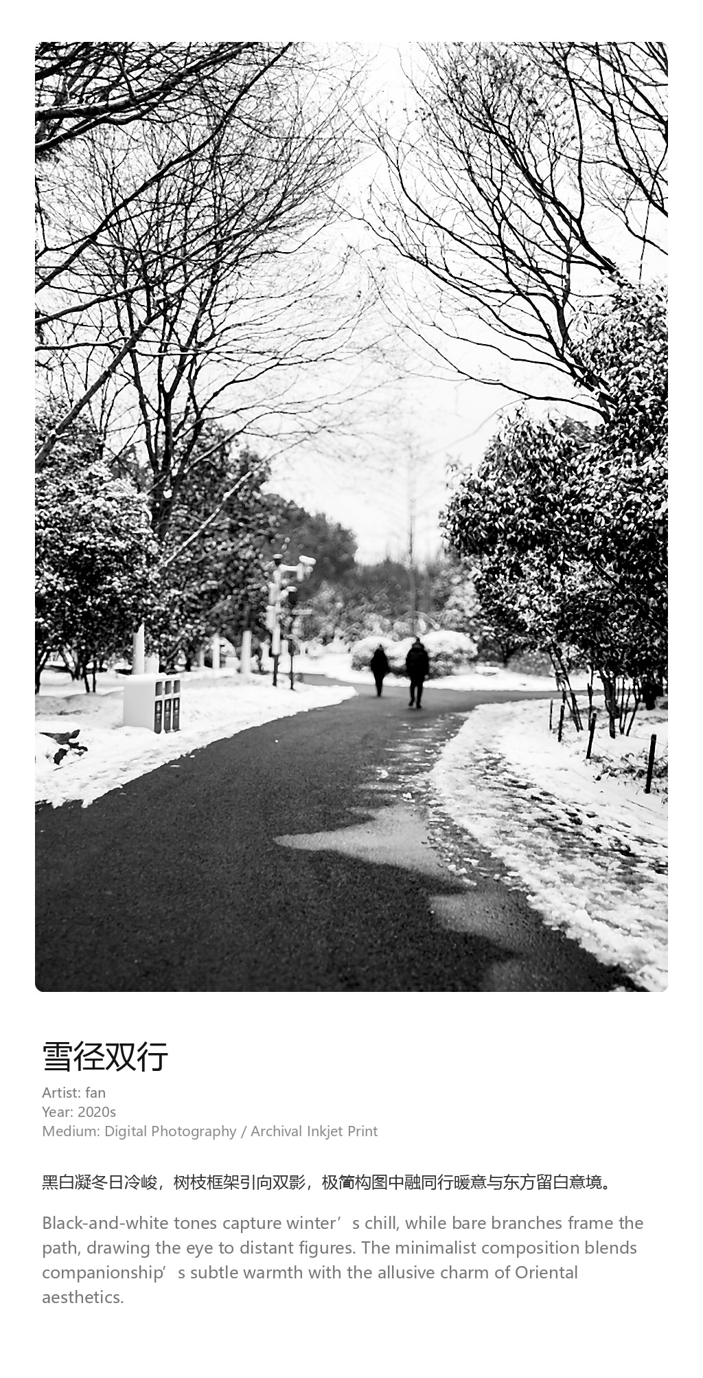 雪景黑白点评卡片